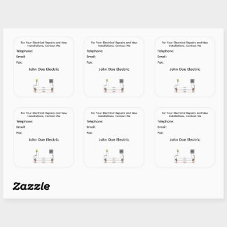 A Sheet of Six Stickers for Electrician's Clients