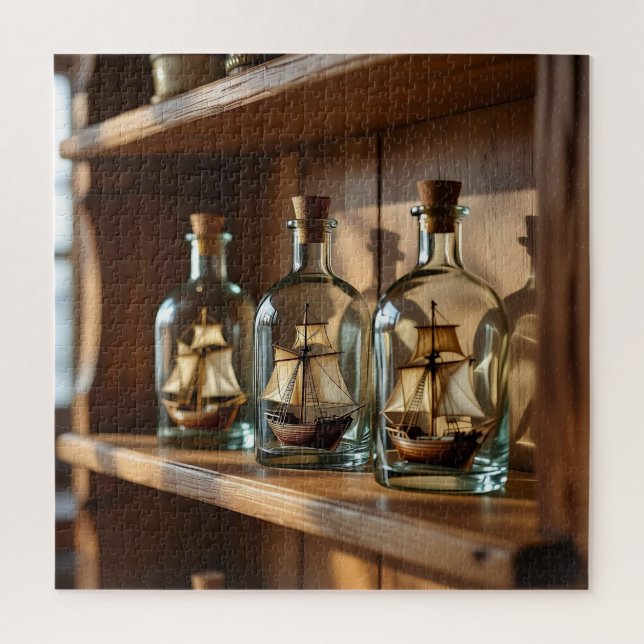A Shelf of Ships in a Bottle  Jigsaw Puzzle (Vertical)