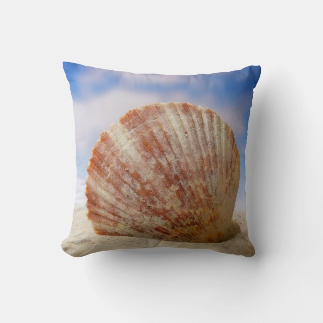 A Shell Propped In The Sand Throw Pillow (Front)