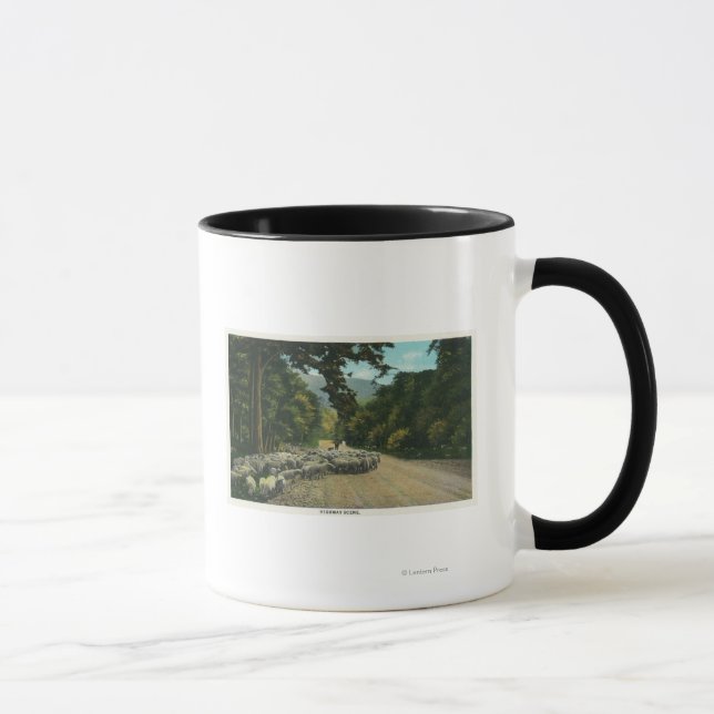A Shepherd Leading Sheep on a Maine Highway Mug (Right)