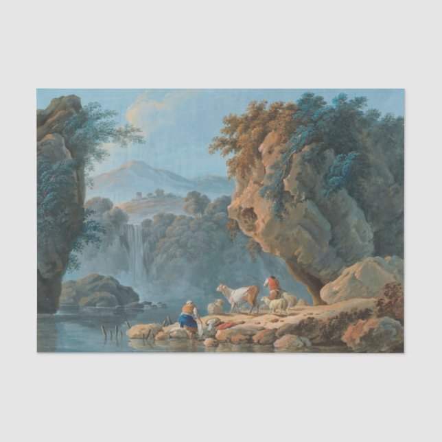 A Shepherdess Couple in a Mountainous Landscape Tissue Paper (Front)