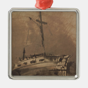 A Ship in Choppy Seas, 1864 Metal Ornament