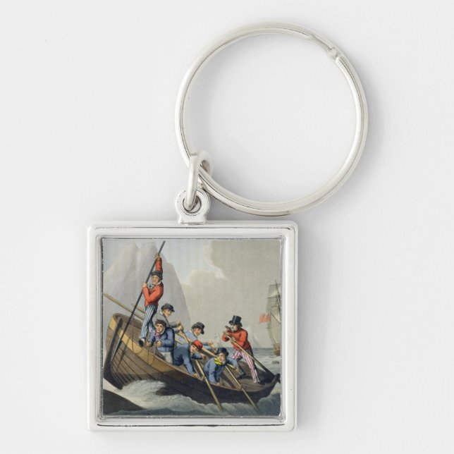A Ship's Boat Attacking a Whale, engraved by Matth Keychain (Front)