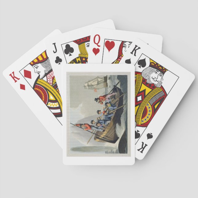 A Ship's Boat Attacking a Whale, engraved by Matth Playing Cards (Back)