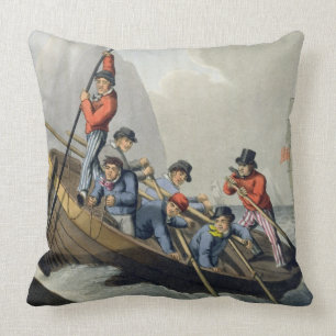 A Ship's Boat Attacking a Whale, engraved by Matth Throw Pillow