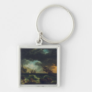 A Shipwreck in Stormy Seas by Claude-Joseph Vernet Keychain