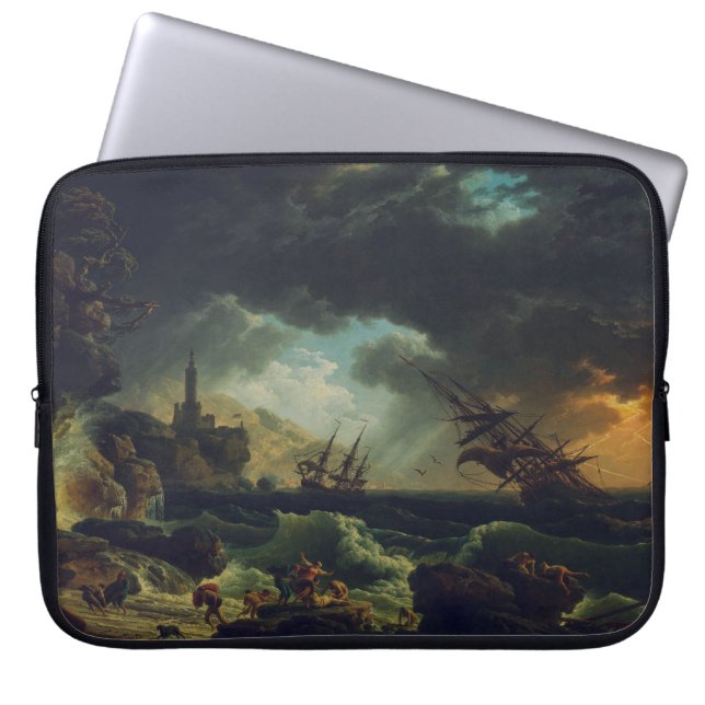 A Shipwreck in Stormy Seas by Claude-Joseph Vernet Laptop Sleeve (Front)