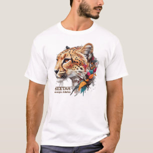 A shirt with colorful design of cheetah's head