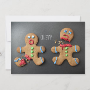 A shocked gingerbread man with broken leg