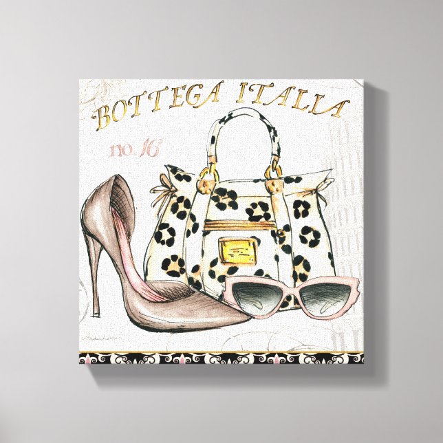 A Shoe, A Bag, and A Pair of Glasses Canvas Print (Front)