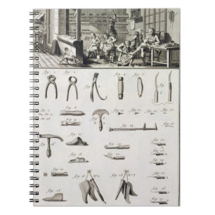 A shoe and bootmaker and their tools, from the 'En Notebook