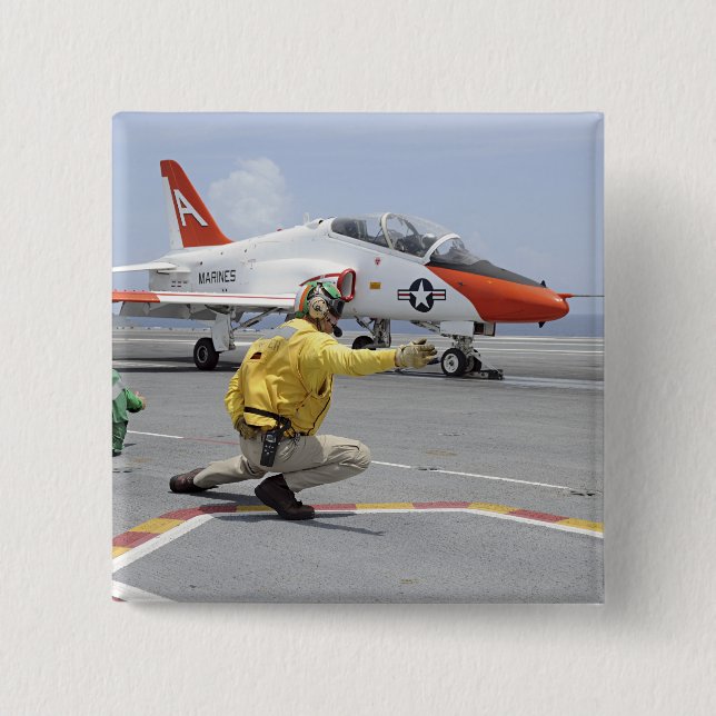 A shooter aboard the aircraft carrier 2 inch square button (Front)