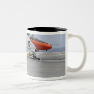 A shooter aboard the aircraft carrier Two-Tone coffee mug