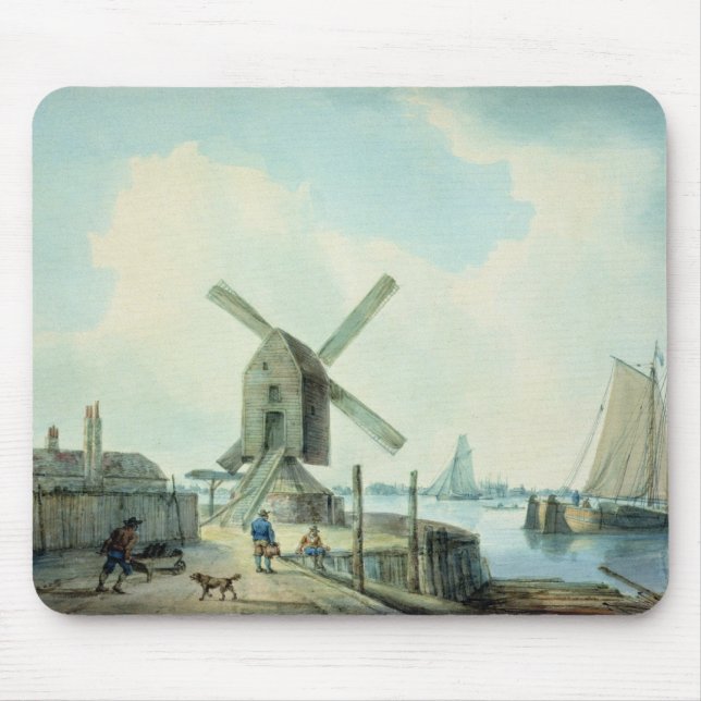 A Shore Scene with Windmills and Shipping Mouse Pad (Front)