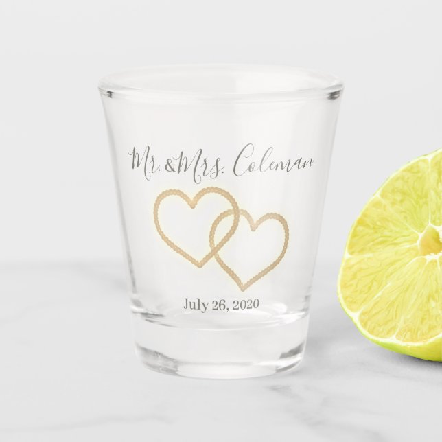 A Shot Faveur en verre faite sur commande de mariage - (Devant)