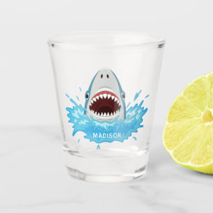 A Shot Funny Shark, photo de nom personnalisé en verre
