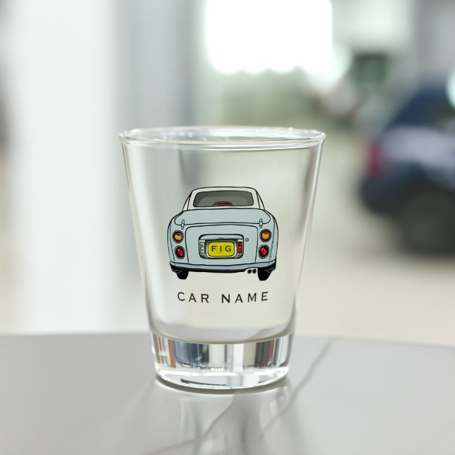 A Shot Nom De La Voiture Figaro Bleu Figaro Figaro Verre  (A fun figgy shot glass with space for your car name )