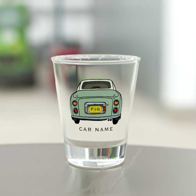 A Shot Nom De La Voiture Figaro Vert Figaro Figaro Verre  (A fun figgy shot glass with space for your car name )