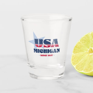 A Shot Stars, Stripes, et Michigan 1837 Verre de tir