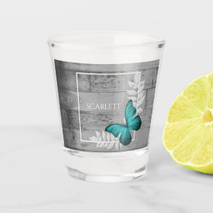 A Shot Turquoise Papillon Rustique verre de tir personnal
