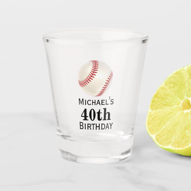 A Shot Verre de baseball à la fête du 40e anniversaire (Devant)