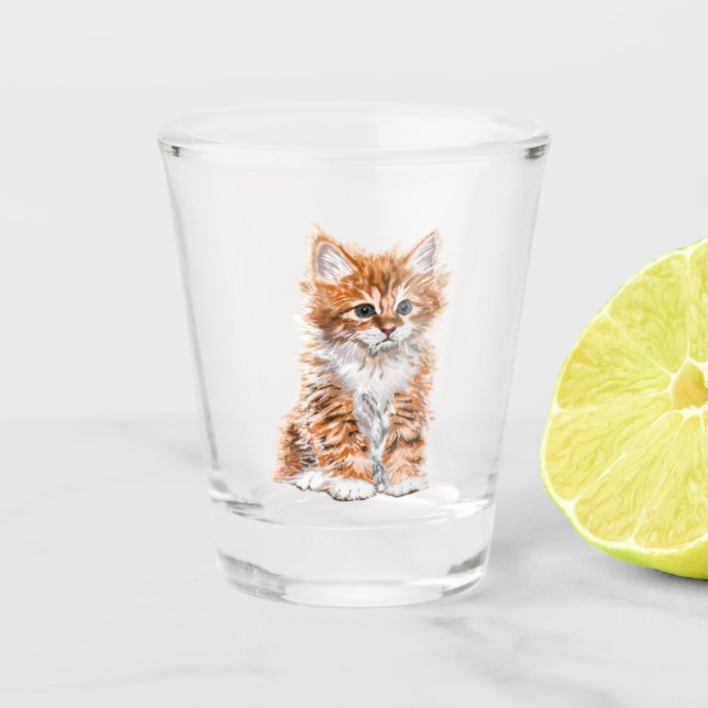 A Shot Verre de prise de chats mignon (Devant)