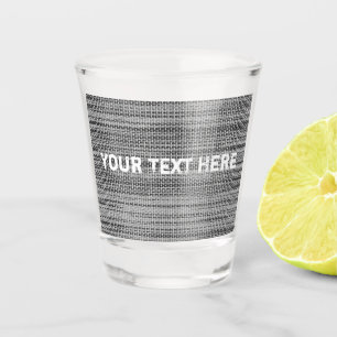 A Shot Verre de prise de tissu gris avec texte personnali