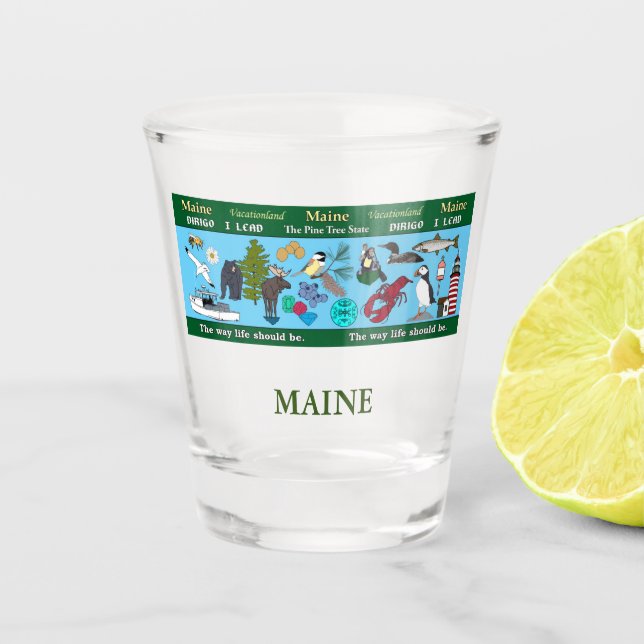 A Shot Verre de tir commémoratif de l'État du Maine (Devant)