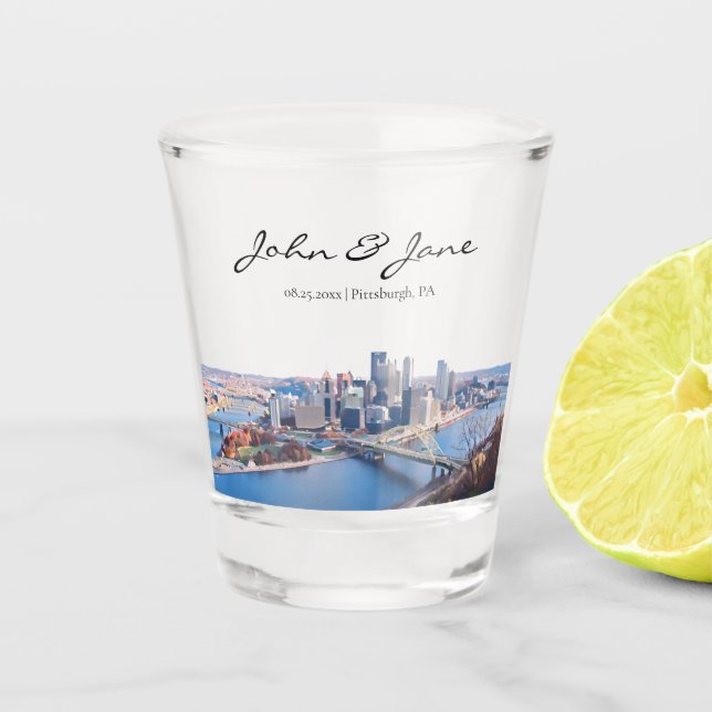 A Shot Verre de tir de ligne aérienne de Pittsburgh perso (Devant)