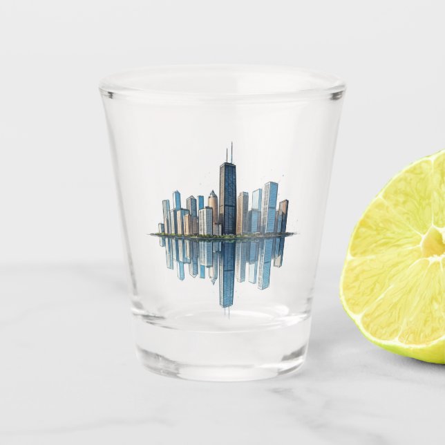A Shot Verre de tir Skyline de Chicago (Devant)