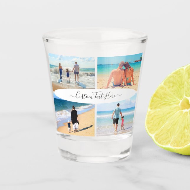 A Shot Verre Personnalisé avec Collage de Photos et Texte (Devant)
