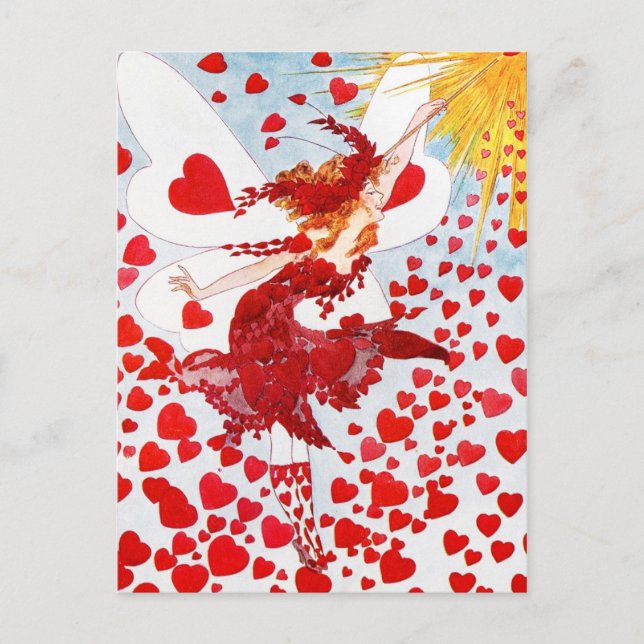 A Shower of Red Hearts from the Valentine's Fairy Holiday Postcard (Front)