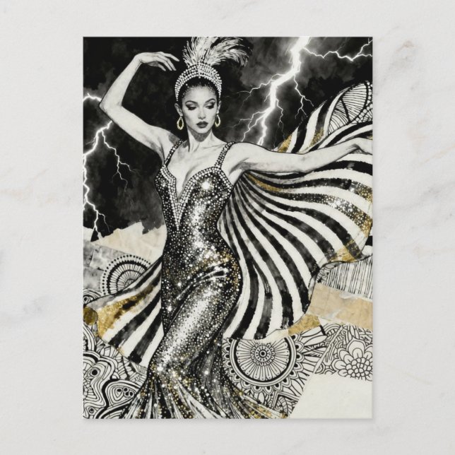 A Showgirl Dances in Lightening Postcard (Front)