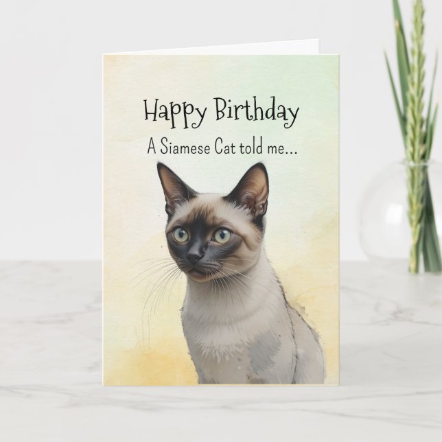 A Siamese Cat Personality Birthday Fun Animal Card (Front)