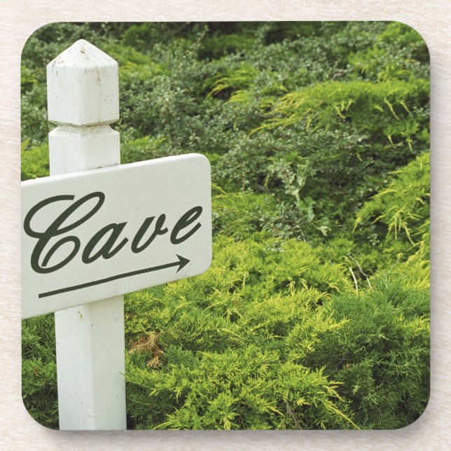 A sign pointing tho the wine cellar (Cave) in Coaster (Front)