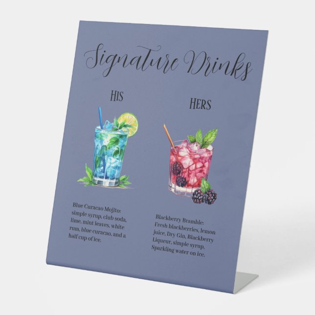 A Signature Drink Menu Template for Every Occasion Pedestal Sign (Front)