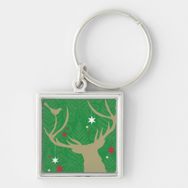 A silhouette of a deer with stars hanging from its keychain (Front)