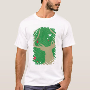 A silhouette of a deer with stars hanging from its T-Shirt