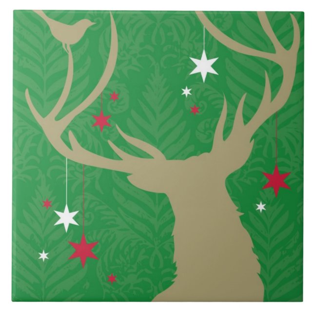 A silhouette of a deer with stars hanging from its tile (Front)