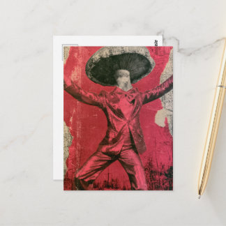 A silly funny retro dancing mushroom postcard
