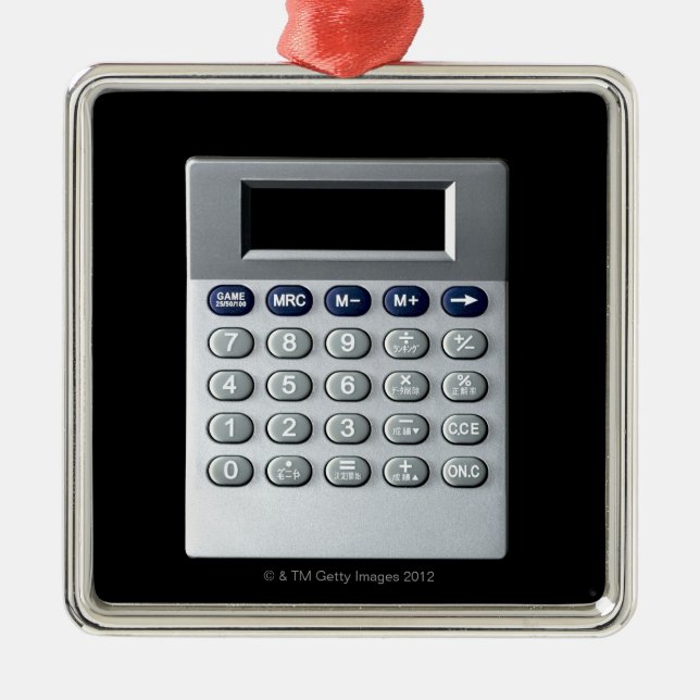 A silver calculator metal ornament (Front)
