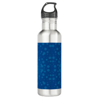 A silver stainless steel water bottle with a sleek