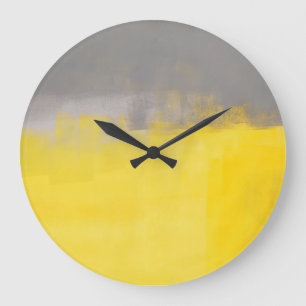 'A Simple Abstract' Gray and Yellow Art Clock