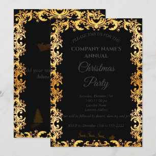 A simple black elegant Christmas party invitation 