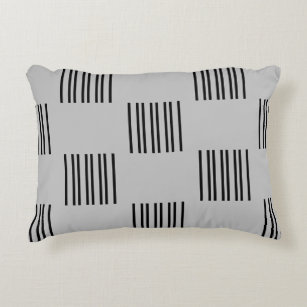 A Simple Design of Black Lines on Light Grey Accent Pillow