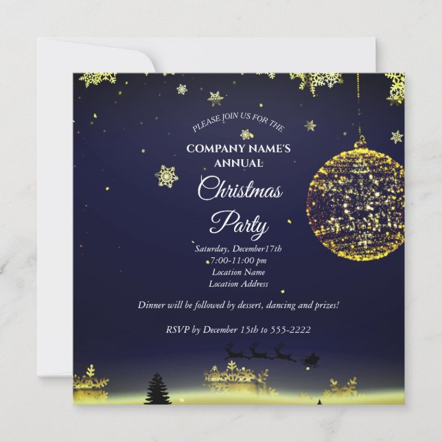 A simple  elegant Christmas party invitation  (Front)
