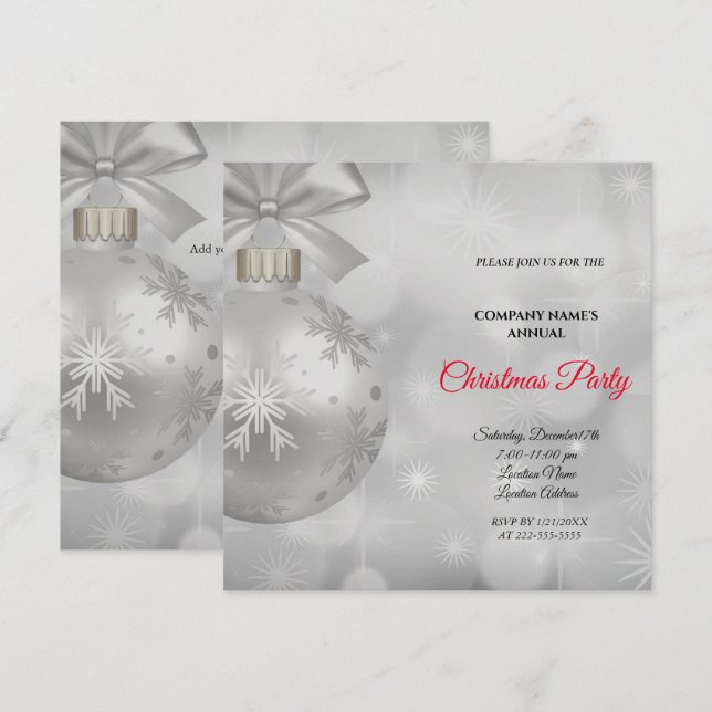 A Simple  Elegant Christmas Party Invitation  (Front/Back)