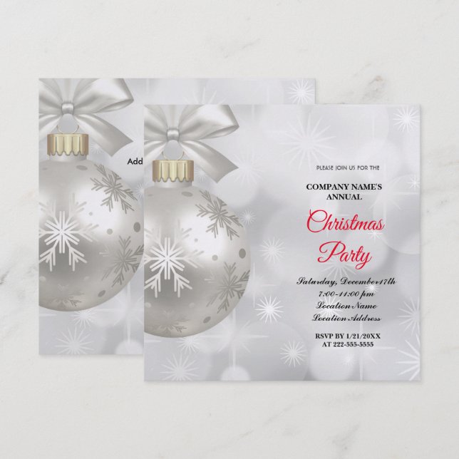 A simple  elegant Christmas party invitation  (Front/Back)