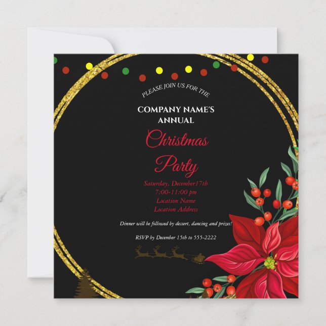 A simple  elegant Christmas party invitation  (Front)