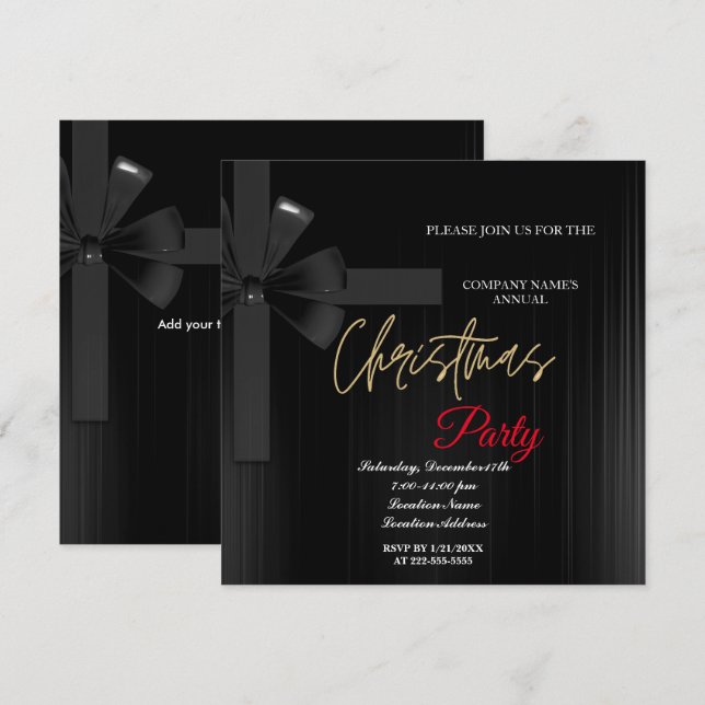 A simple  Elegant Red Christmas Party Invitation  (Front/Back)